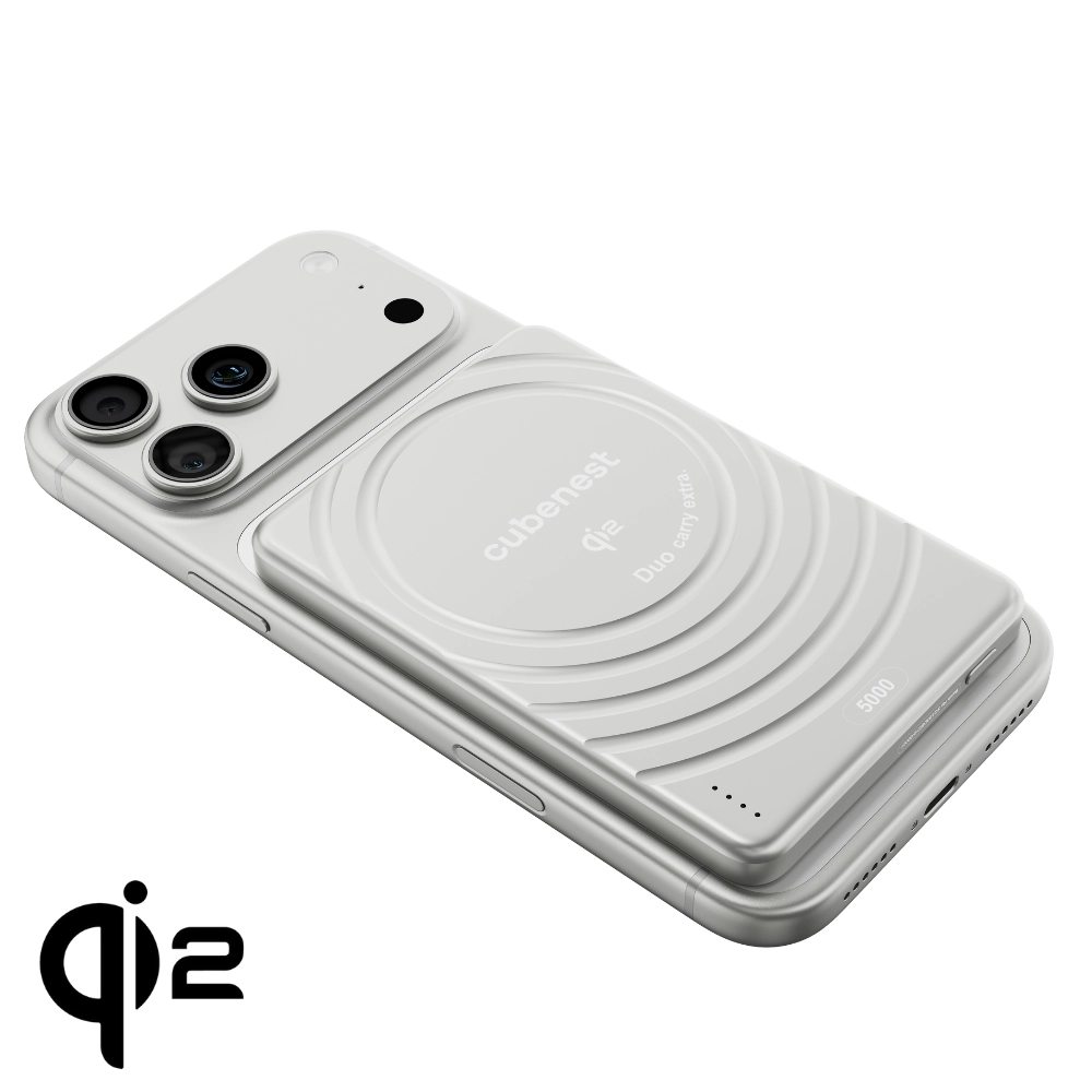E-shop Cubenest Qi2 Magnetická bezdrôtová powerbanka SlimDual 5000 mAh SQ1B3D strieborná