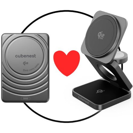 Akčný set 2PACK oranžový - Qi2.2 MagSafe nabíjačka 3v1 oranžová + Qi2 MagSafe powerbanka SlimDual oranžová