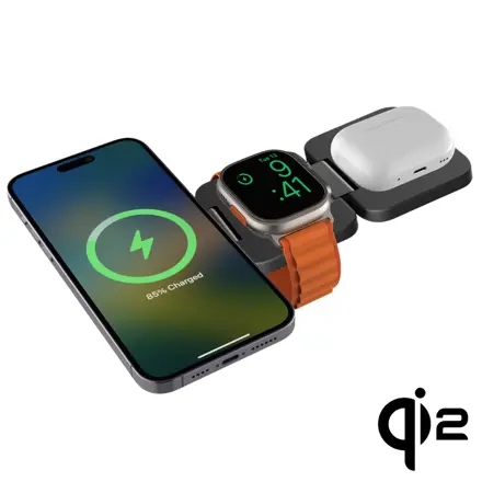 Cubenest 3v1 Skladacia bezdrôtová magnetická nabíjačka E310 sivá