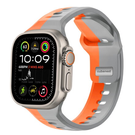 Cubenest Prémiový športový remienok na Apple Watch oranžovo-sivý
