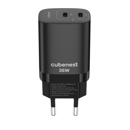 Cubenest PD GaN Nabíjačka 35W S2D1 čierna