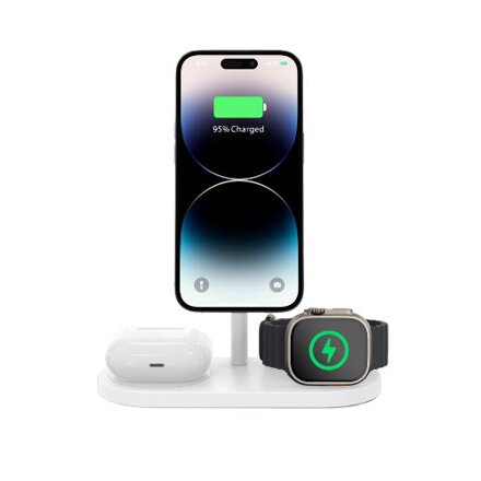Cubenest 3v1 Bezdrôtová magnetická nabíjačka S313 Pro biela