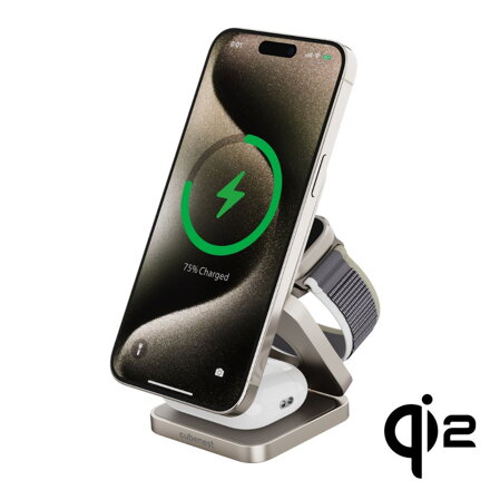 Cubenest 3v1 Qi2 Skladacia bezdrôtová magnetická nabíjačka SQ312 Pro titánová