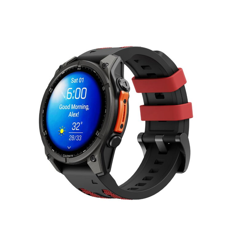 Cubenest Prémiový športový remienok na Garmin Watch QuickFit 22 mm čierno-červený