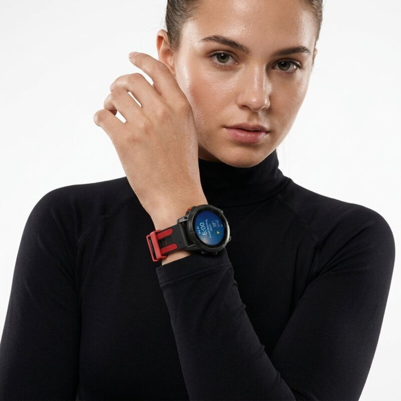 Cubenest Prémiový športový remienok na Garmin Watch QuickFit 22 mm čierno-červený
