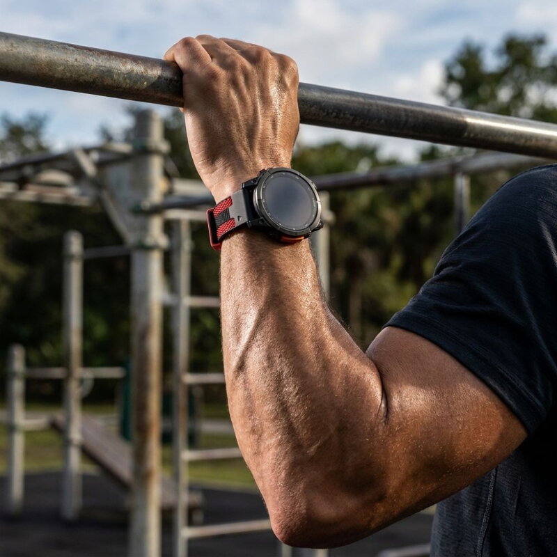 Cubenest Prémiový športový remienok na Garmin Watch QuickFit 22 mm čierno-červený