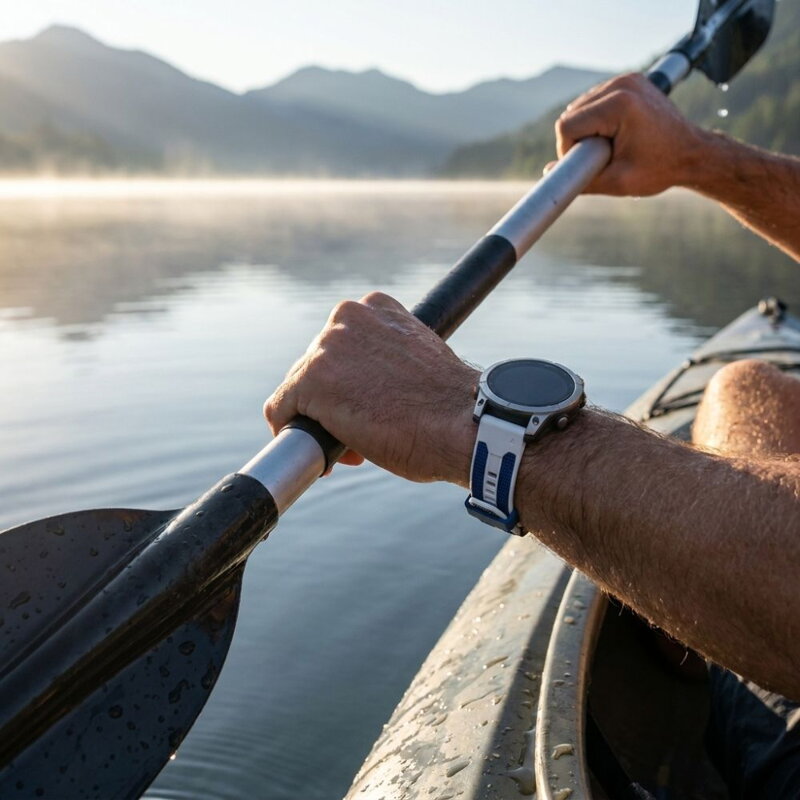 Cubenest Prémiový športový remienok na Garmin Watch QuickFit 22 mm bielo-modrý