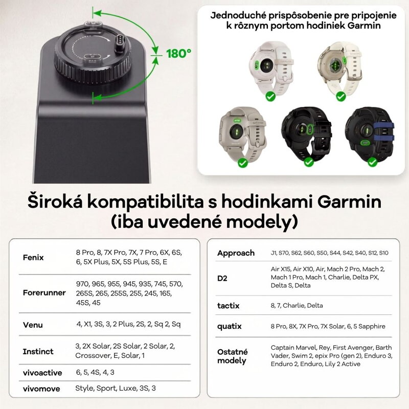Cubenest 3v1 Qi2.2 Bezdrôtová magnetická nabíjačka SQ314 Pro Garmin Watch