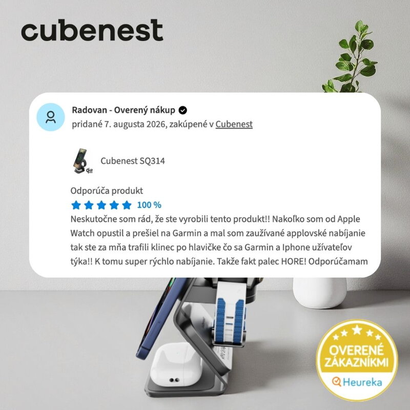 Cubenest 3v1 Qi2.2 Bezdrôtová magnetická nabíjačka SQ314 Pro Garmin Watch