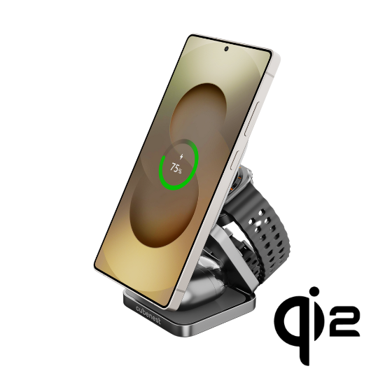 Cubenest 3v1 Qi2 Skladacia bezdrôtová magnetická nabíjačka SQS312 Pro Samsung Watch