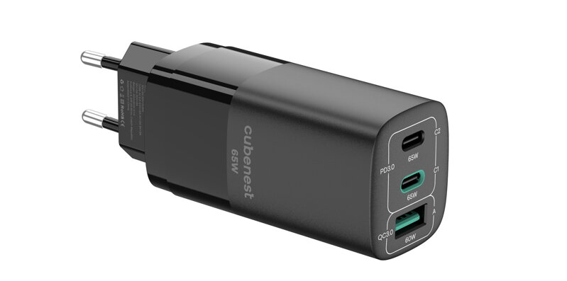 Cubenest PD GaN Nabíjačka 65W S3D0 čierna