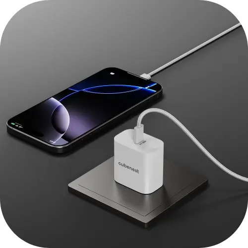 Cubenest GaN nabíjačka s káblom 65W S3D2