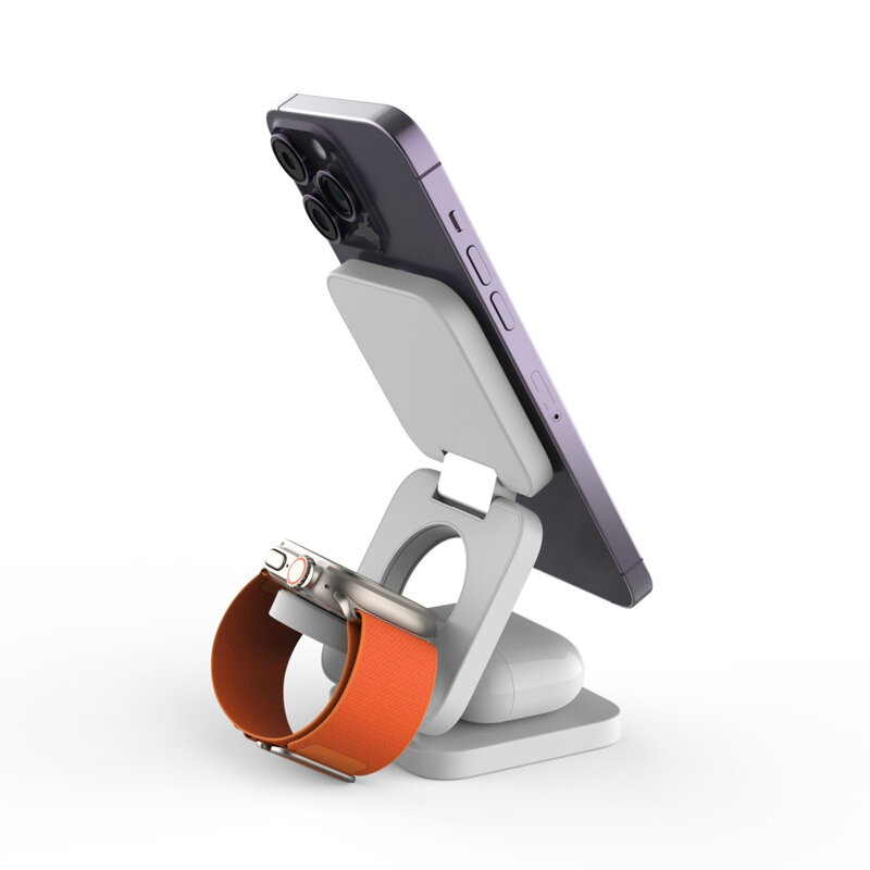 Cubenest 3v1 Qi2 Skladacia bezdrôtová magnetická nabíjačka EQ310 biela