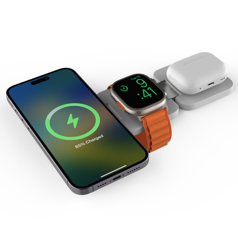 Cubenest 3v1 Qi2 Skladacia bezdrôtová magnetická nabíjačka EQ310 biela