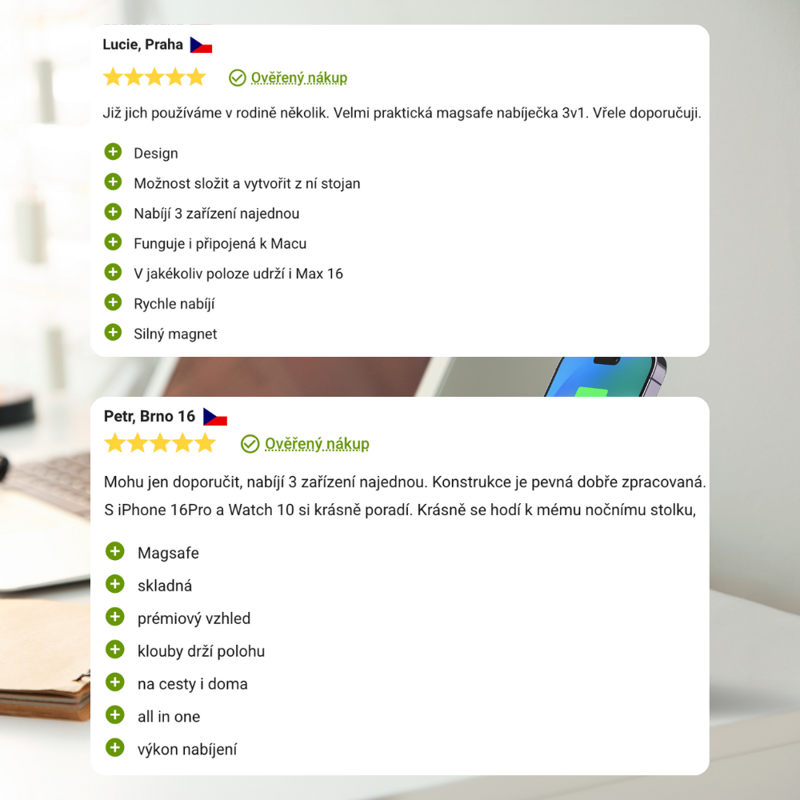 Cubenest 3v1 Skladacia bezdrôtová magnetická nabíjačka E310 sivá