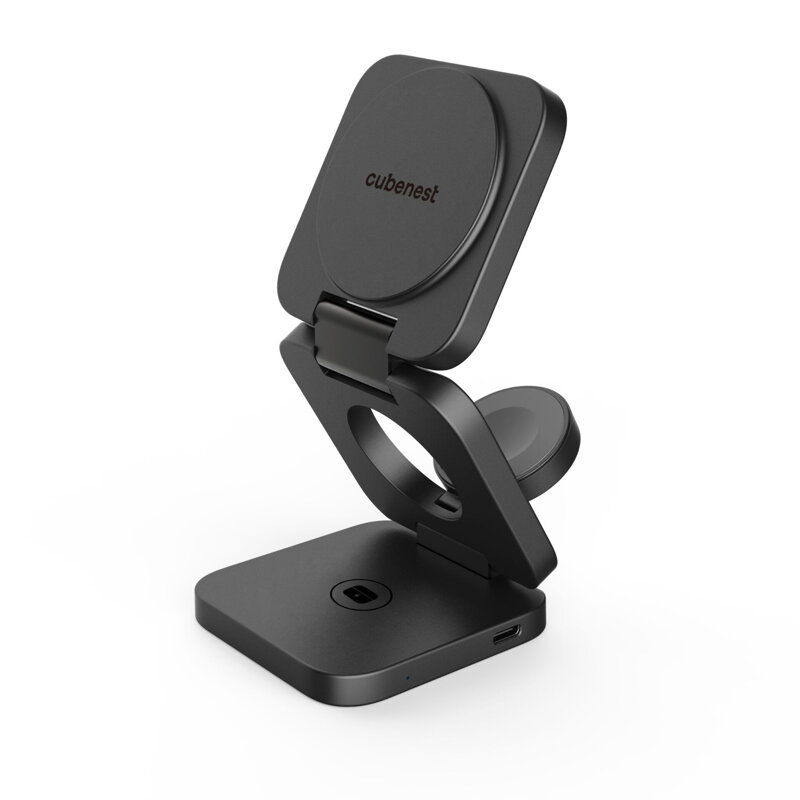 Cubenest 3v1 Skladacia bezdrôtová magnetická nabíjačka E310 sivá