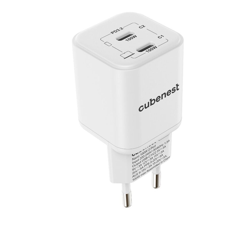 Cubenest PD GaN Nano adaptér 2xUSB-C 100W N2D100