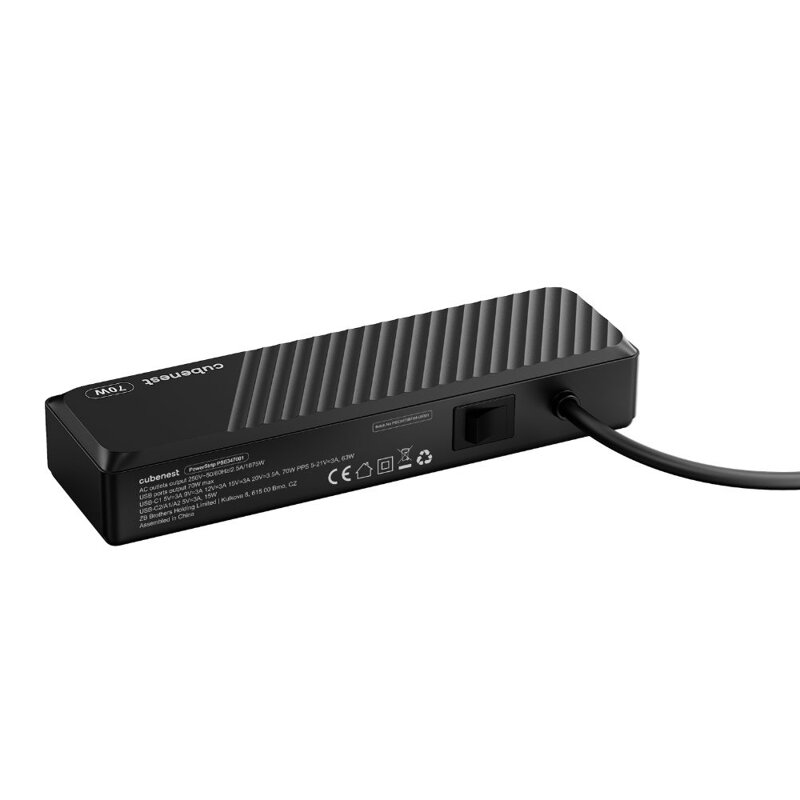 Cubenest PD GaN PowerStrip SlimLine 7v1 Extended USB 70W