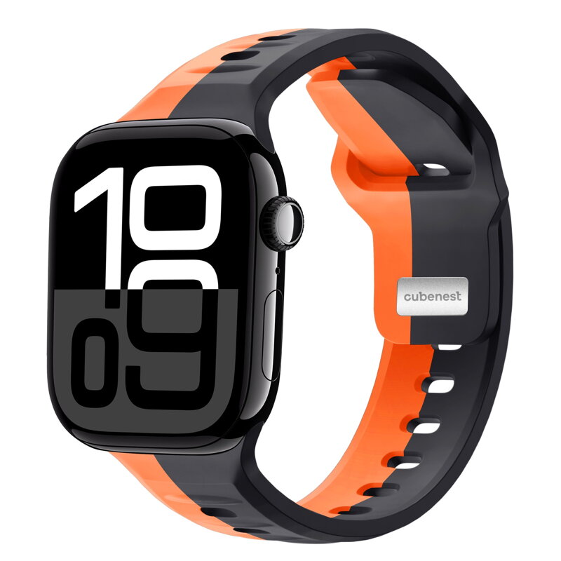 Cubenest Prémiový športový remienok na Apple Watch čierno-oranžový