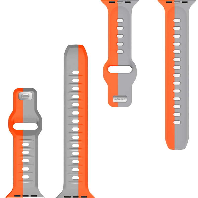 Cubenest Prémiový športový remienok na Apple Watch oranžovo-sivý