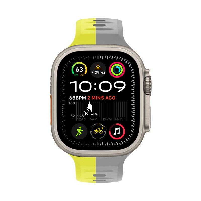 Cubenest Prémiový športový remienok na Apple Watch žlto-sivý