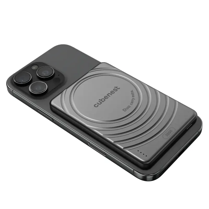 Cubenest Magnetická bezdrôtová powerbanka SlimDual 5000 mAh S1B3D čierná Cubenest Magnetická bezdrôtová powerbanka SlimDual 5000 mAh S1B3D čierná