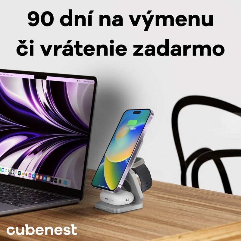 Cubenest 3v1 Skladacia bezdrôtová magnetická nabíjačka S312 Pro čierna