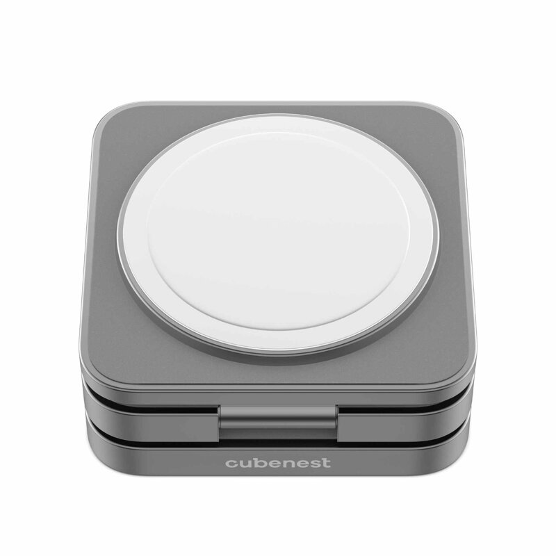 Cubenest 3v1 Skladacia bezdrôtová magnetická nabíjačka S312 Pro sivá