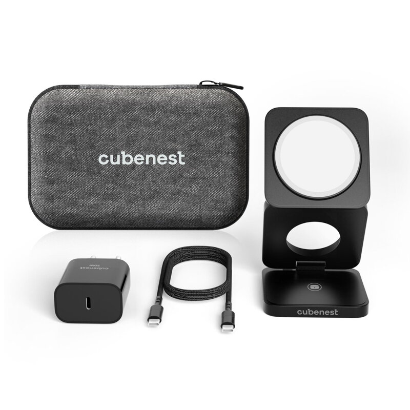 Cubenest 3v1 Skladacia bezdrôtová magnetická nabíjačka S312 Pro sivá