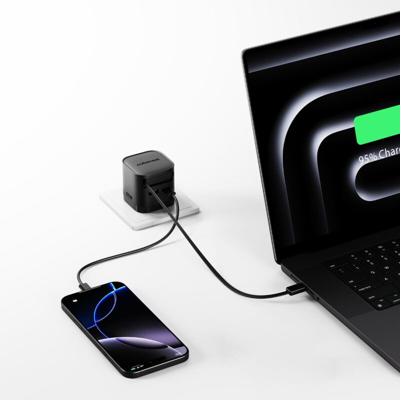 Cubenest PD GaN Nabíjačka s káblom 65W S3D2