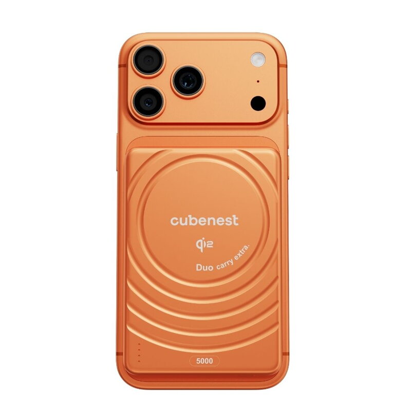 Cubenest Qi2 Magnetická bezdrôtová powerbanka SlimDual 5000 mAh SQ1B3D oranžová