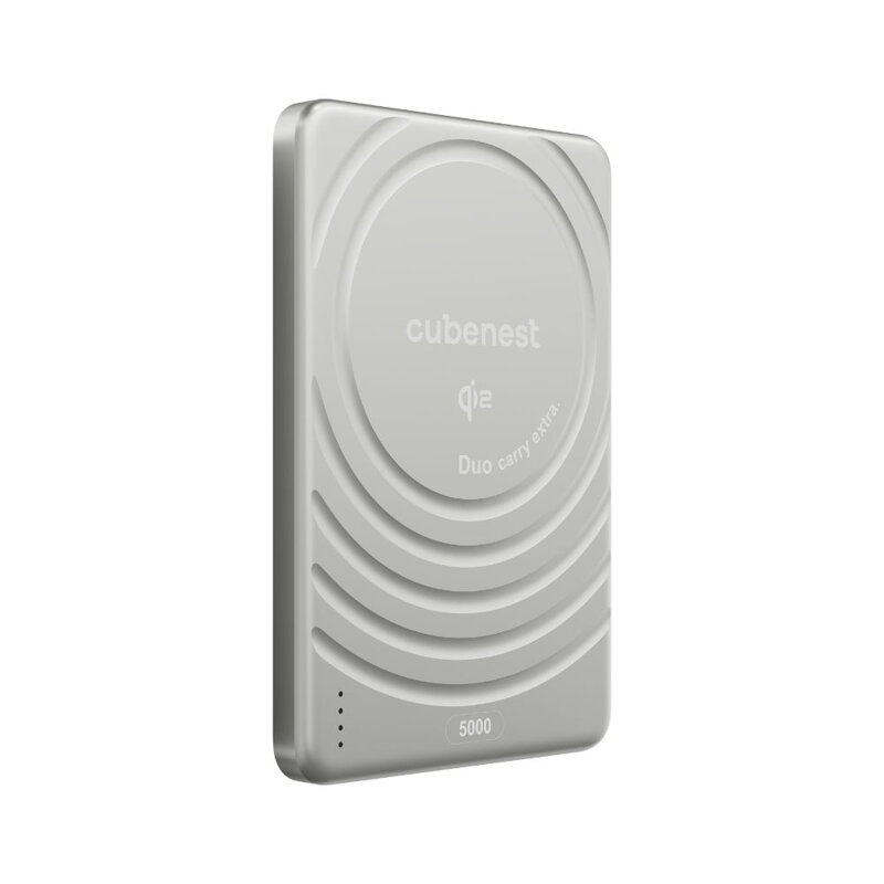 Cubenest Qi2 Magnetická bezdrôtová powerbanka SlimDual 5000 mAh SQ1B3D strieborná
