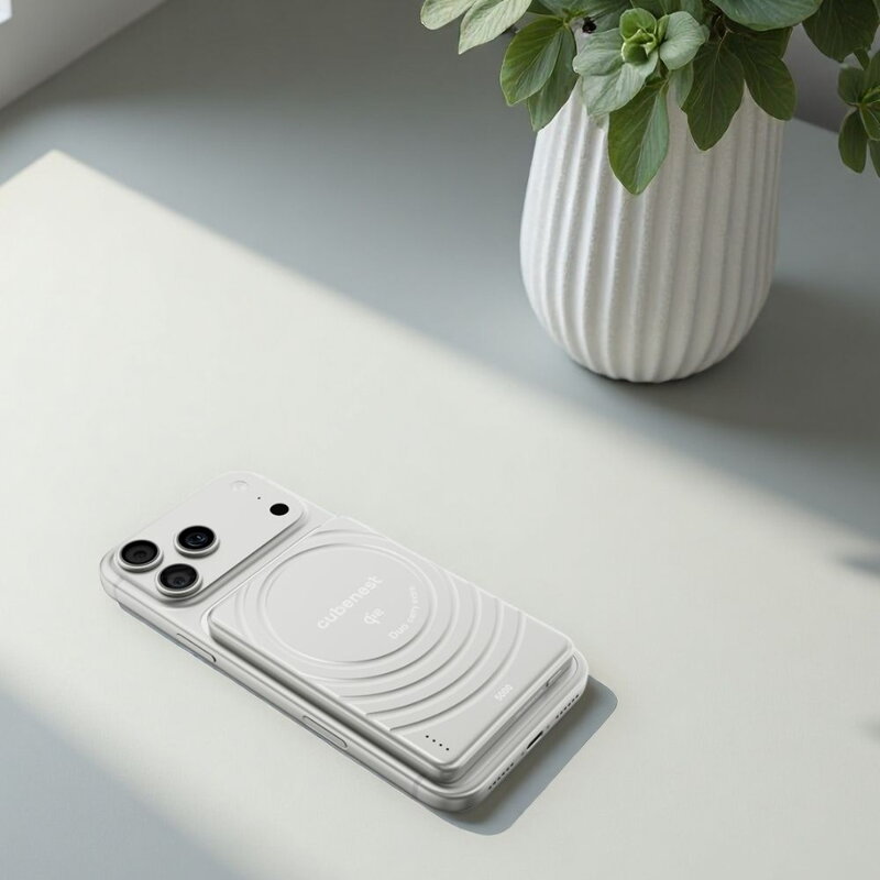 Cubenest Qi2 Magnetická bezdrôtová powerbanka SlimDual 5000 mAh SQ1B3D strieborná