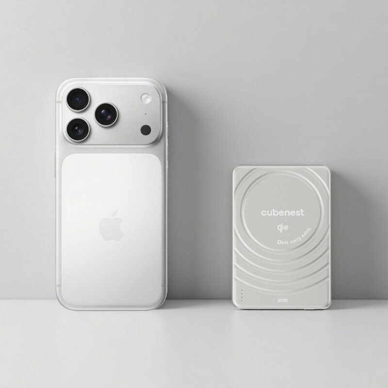 Cubenest Qi2 Magnetická bezdrôtová powerbanka SlimDual 5000 mAh SQ1B3D strieborná