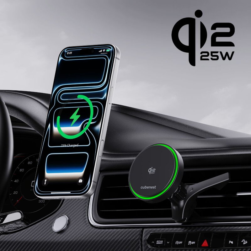 Cubenest Qi2.2 Magnetická bezdrôtová nabíjačka do auta SQ1C4