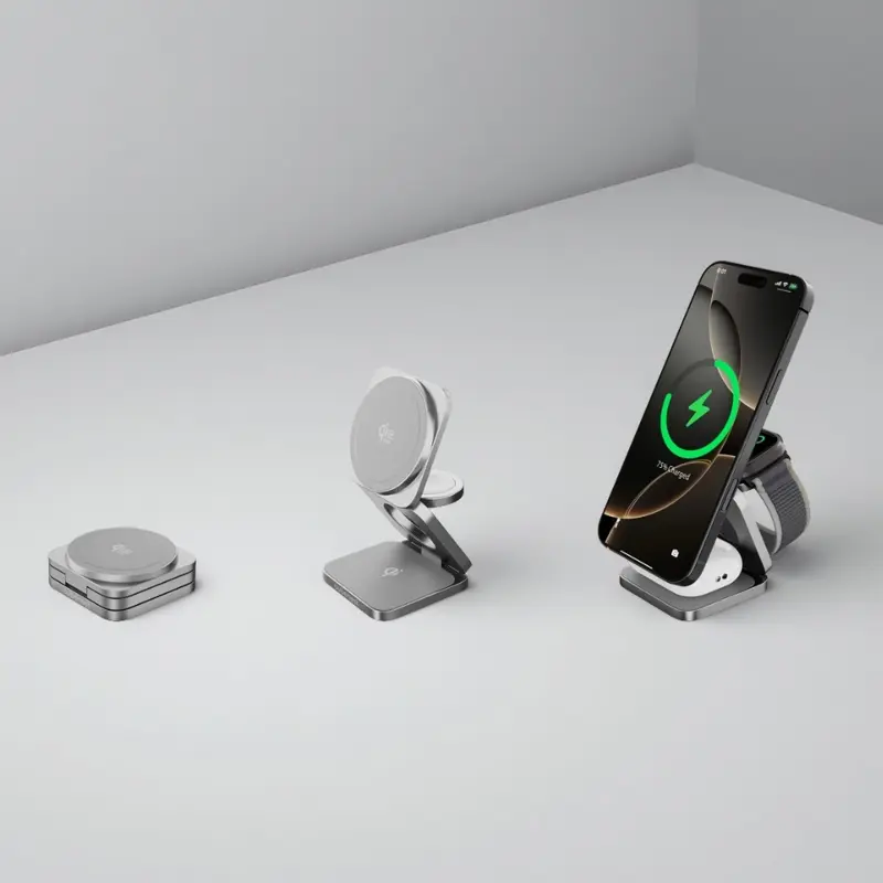 Cubenest 3v1 Qi2.2 Skladacia bezdrôtová magnetická nabíjačka SQ312 Ultra sivá