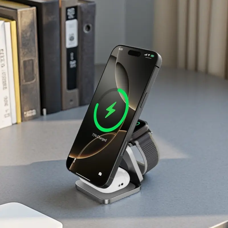 Cubenest 3v1 Qi2.2 Skladacia bezdrôtová magnetická nabíjačka SQ312 Ultra sivá