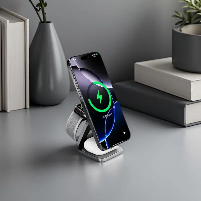 Cubenest 3v1 Qi2.2 Skladacia bezdrôtová magnetická nabíjačka SQ312 Ultra sivá