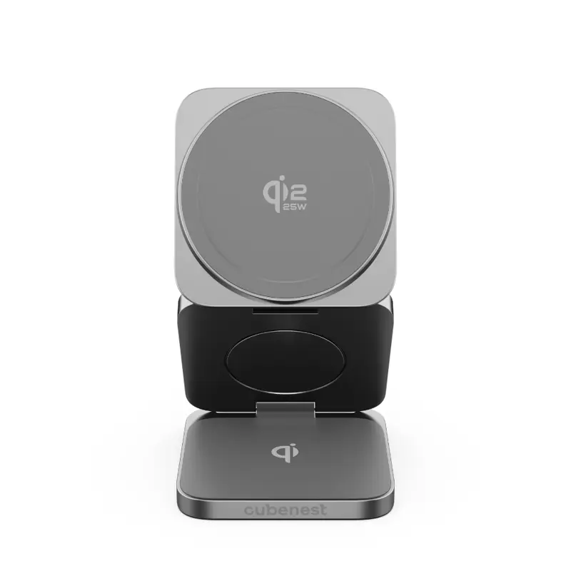 Cubenest 3v1 Qi2.2 Skladacia bezdrôtová magnetická nabíjačka SQ312 Ultra sivá