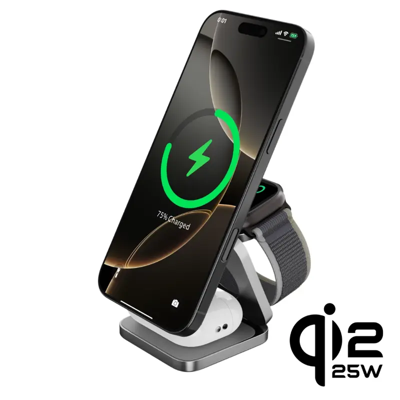 Cubenest 3v1 Qi2.2 Skladacia bezdrôtová magnetická nabíjačka SQ312 Ultra sivá Cubenest 3v1 Qi2.2 Skladacia bezdrôtová magnetická nabíjačka SQ312 Ultra sivá