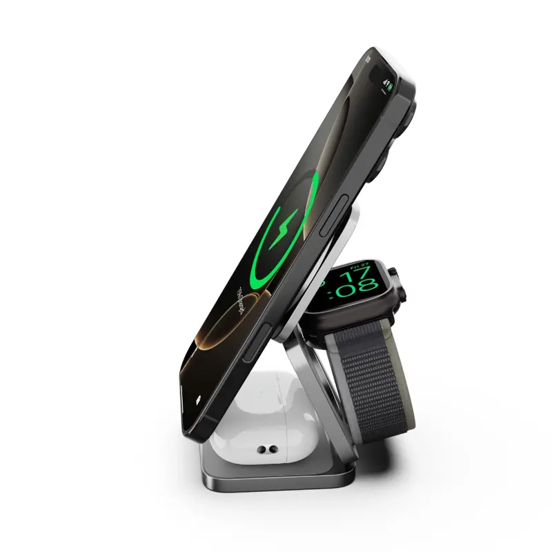 Cubenest 3v1 Qi2.2 Skladacia bezdrôtová magnetická nabíjačka SQ312 Ultra sivá