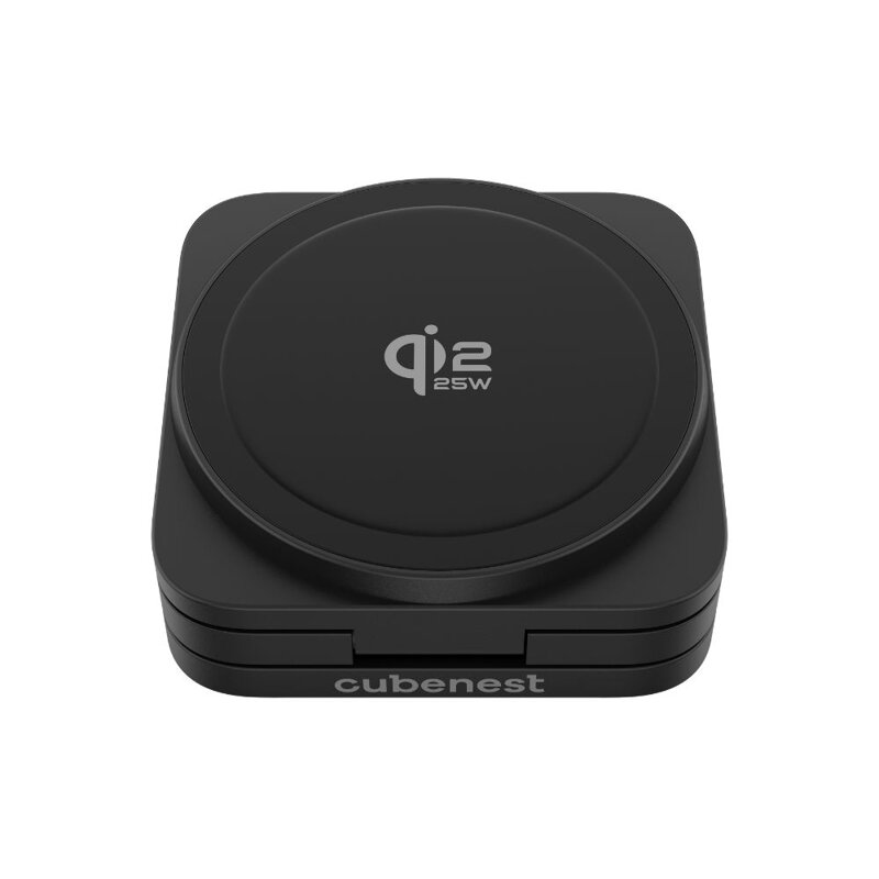 Cubenest 3v1 Qi2.2 Skladacia bezdrôtová magnetická nabíjačka SQ312 Ultra čierna