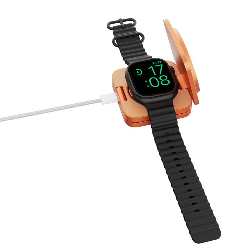 Cubenest 3v1 Qi2.2 Skladacia bezdrôtová magnetická nabíjačka SQ312 Ultra oranžová