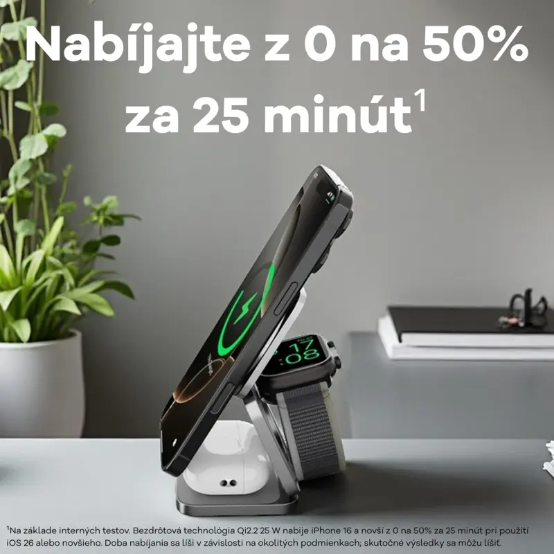 Cubenest 3v1 Qi2.2 Skladacia bezdrôtová magnetická nabíjačka SQ312 Ultra sivá