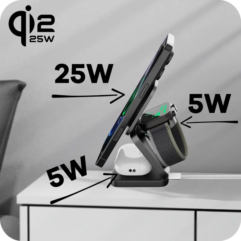 Qi2.2 Skladacia MagSafe nabíjačka 3v1 Qi2.2 Skladacia MagSafe nabíjačka 3v1