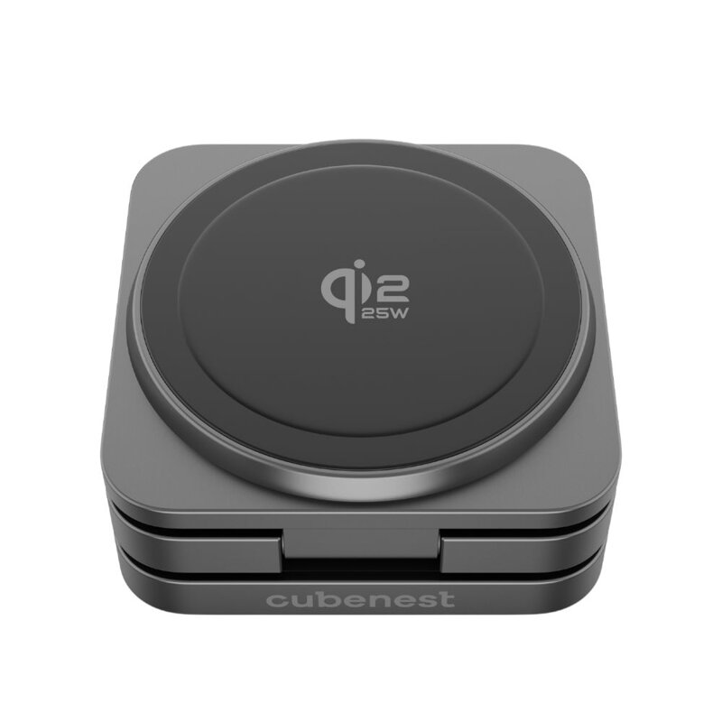 Cubenest 3v1 Qi2.2 Skladacia bezdrôtová magnetická nabíjačka SQ312 Pro čierna