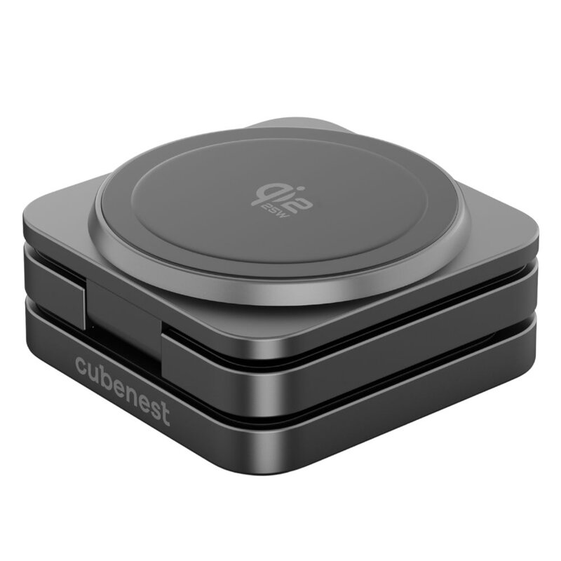 Cubenest 3v1 Qi2.2 Skladacia bezdrôtová magnetická nabíjačka SQ312 Pro čierna