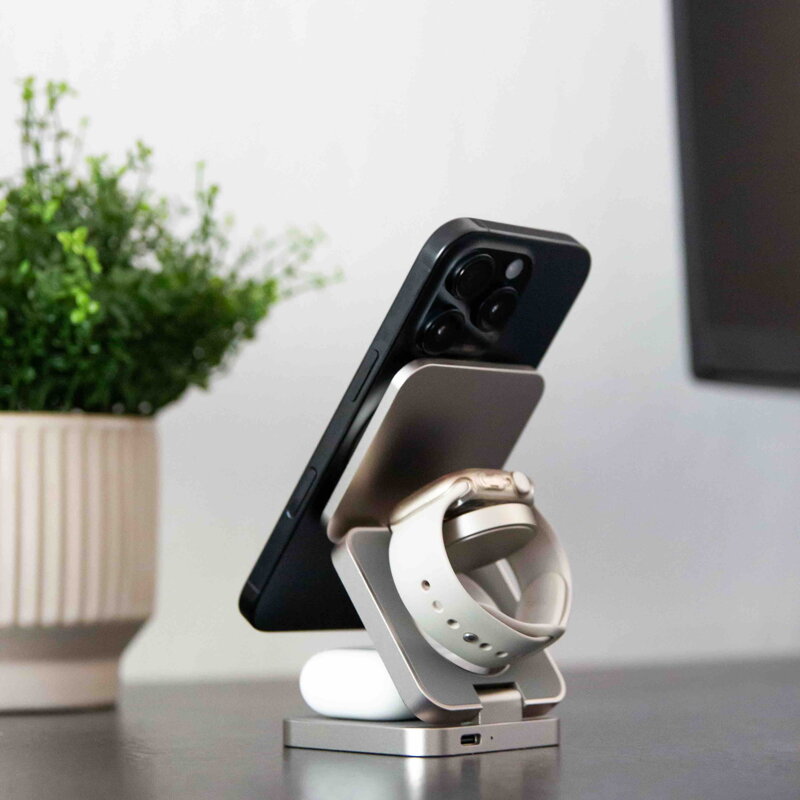 Cubenest 3v1 Qi2.2 Skladacia bezdrôtová magnetická nabíjačka SQ312 Pro titánová