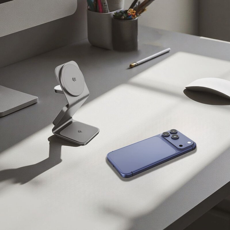 Cubenest 3v1 Qi2.2 Bezdrôtová magnetická nabíjačka SQ314 sivá