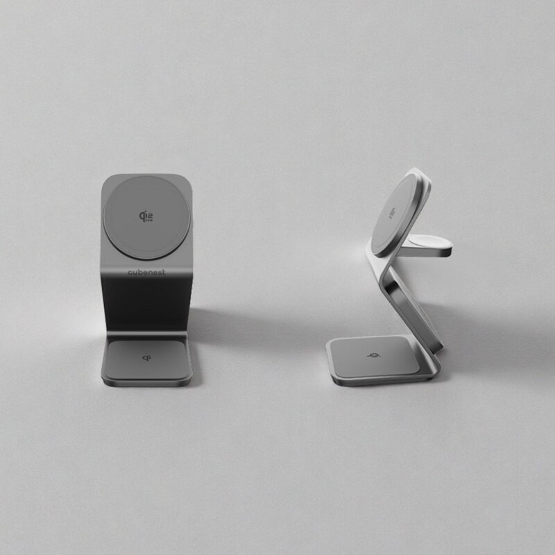 Cubenest 3v1 Qi2.2 Bezdrôtová magnetická nabíjačka SQ314 sivá